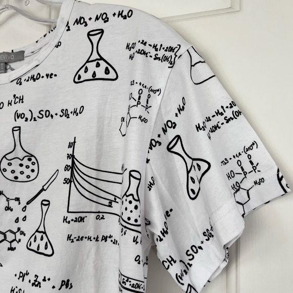 Urban Revivo One-Shoulder Chemistry Equation Tee 6 Black / White - Picture 5 of 14